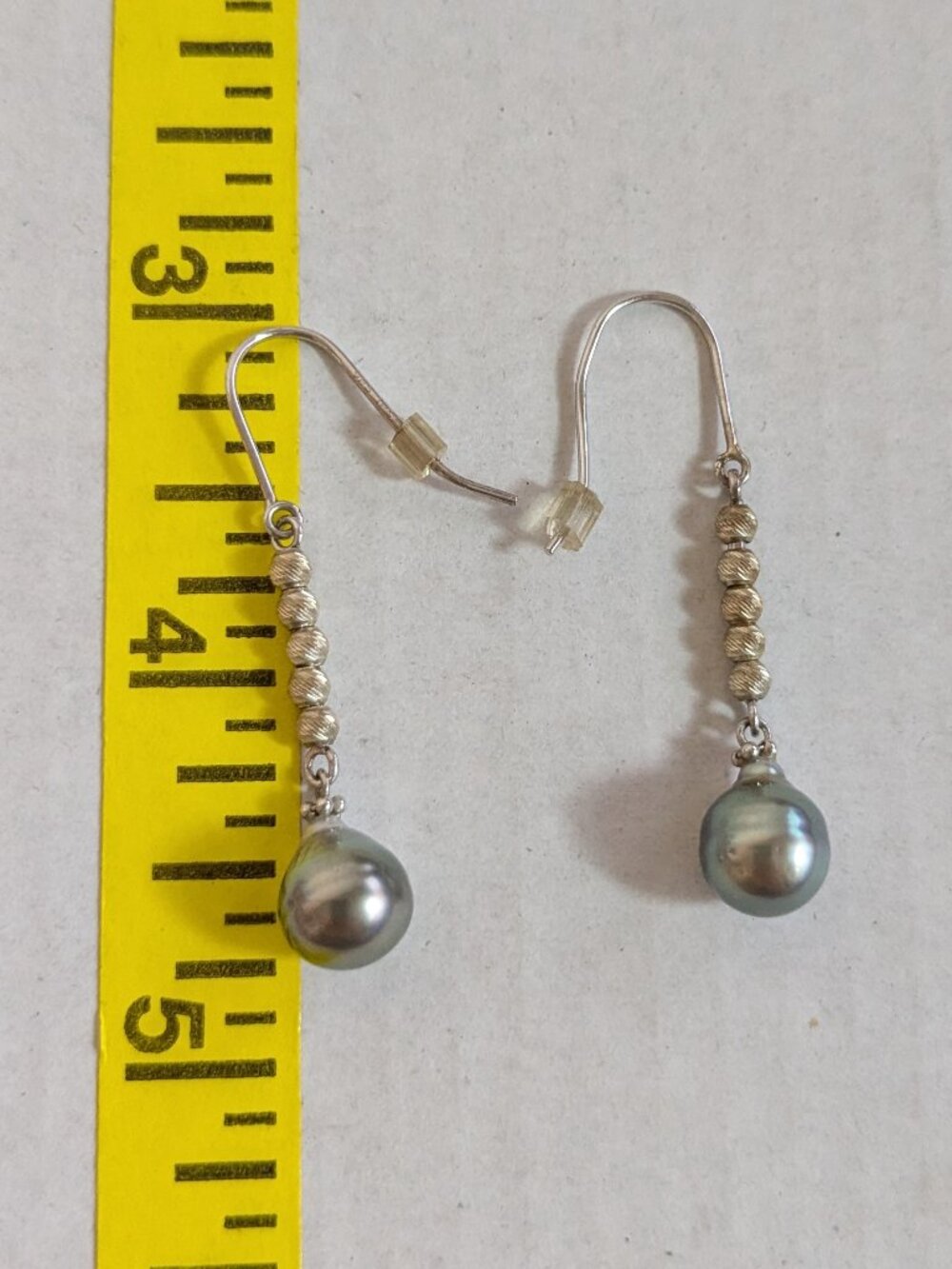 925 Silver IPS Genuine Freshwater Pearl Ball Beaded Dangle Drop Pierced Earrings